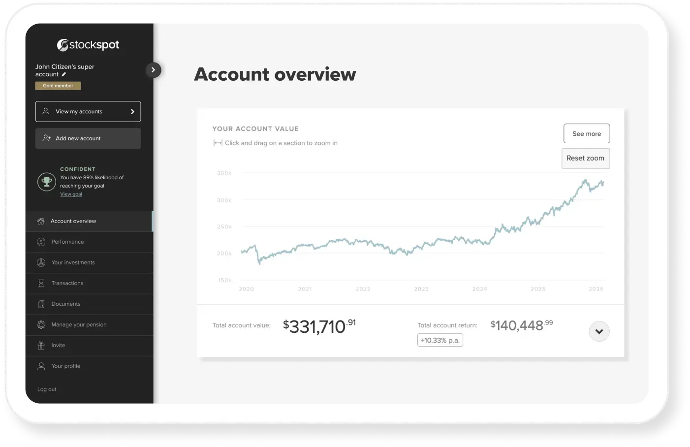 Account overview dashboard screenshot